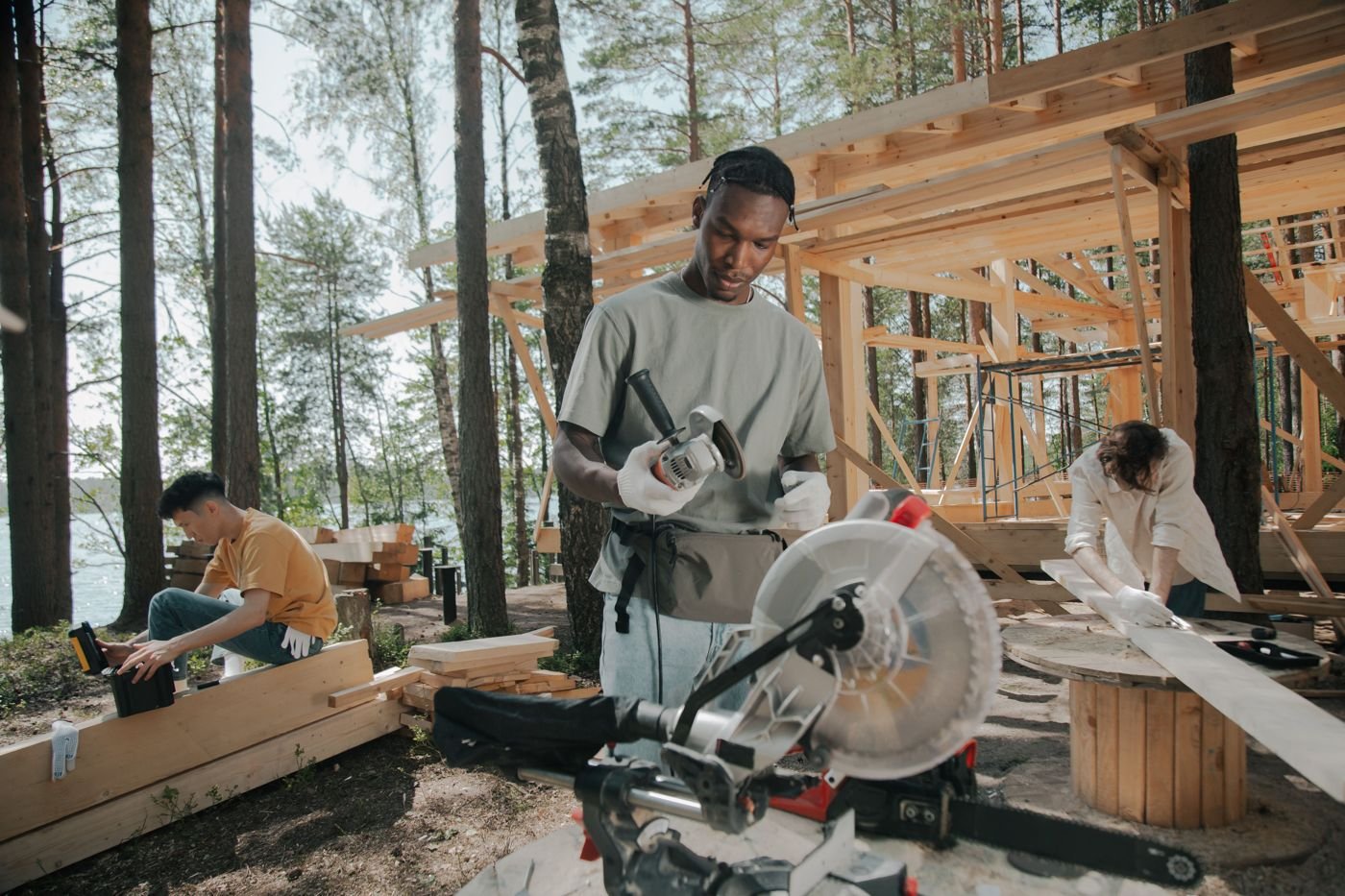 Oakforce carpentry team on a timber frame site